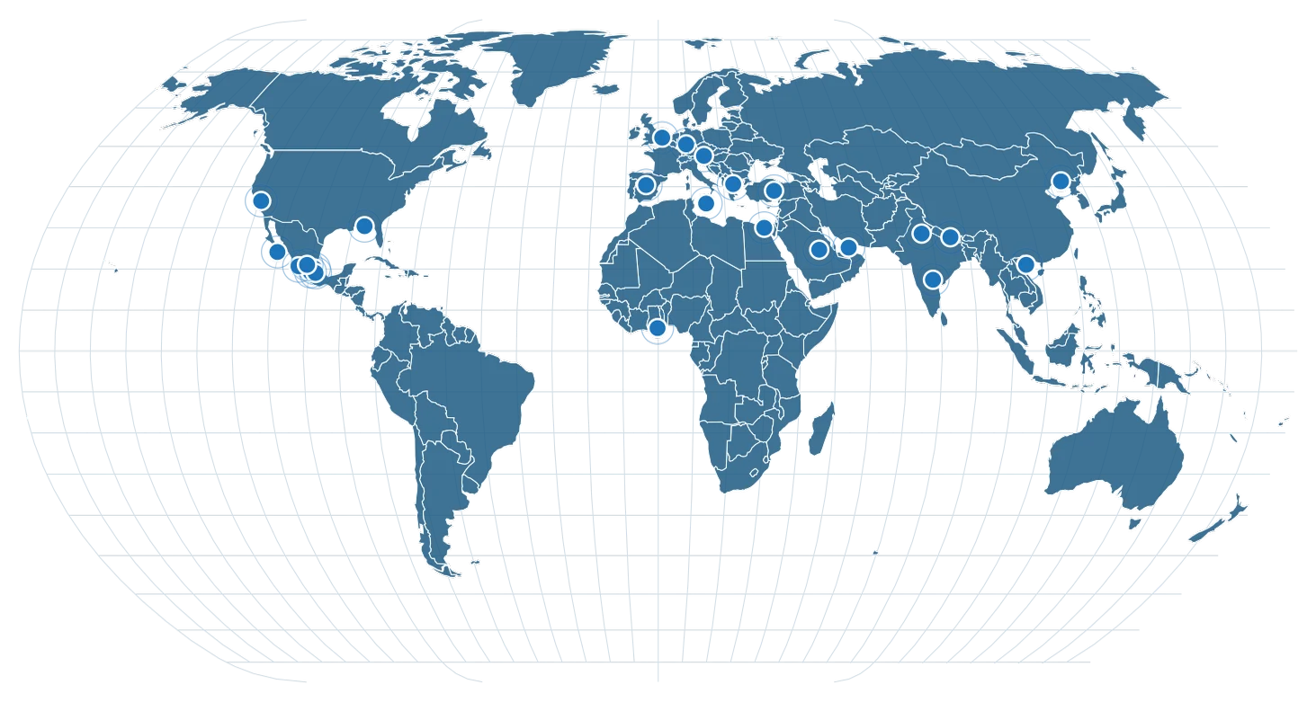 Map of selected international Watch Water projects